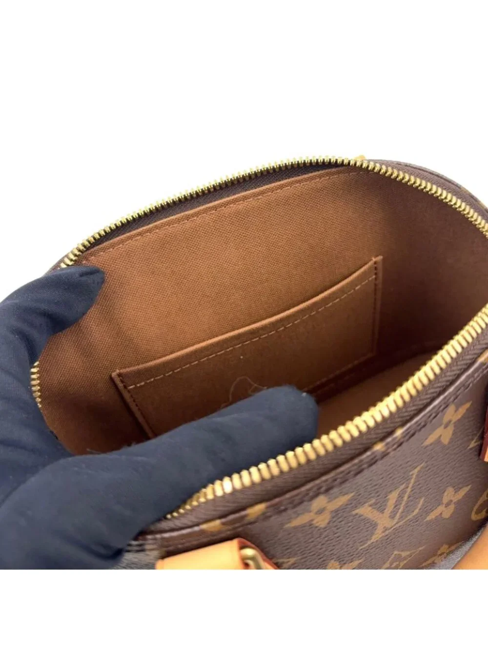 Louis Vuitton Alma BB Monogram 2-Way Leather Brown Light Handbag Gold